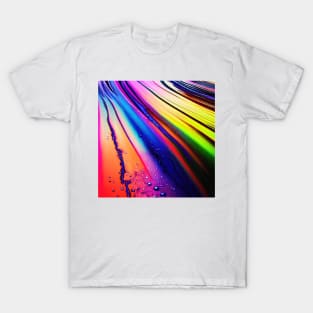 Liquid Colors Flowing Infinitely - Heavy Texture Swirling Thick Wet Paint - Abstract Inspirational Rainbow Drips T-Shirt